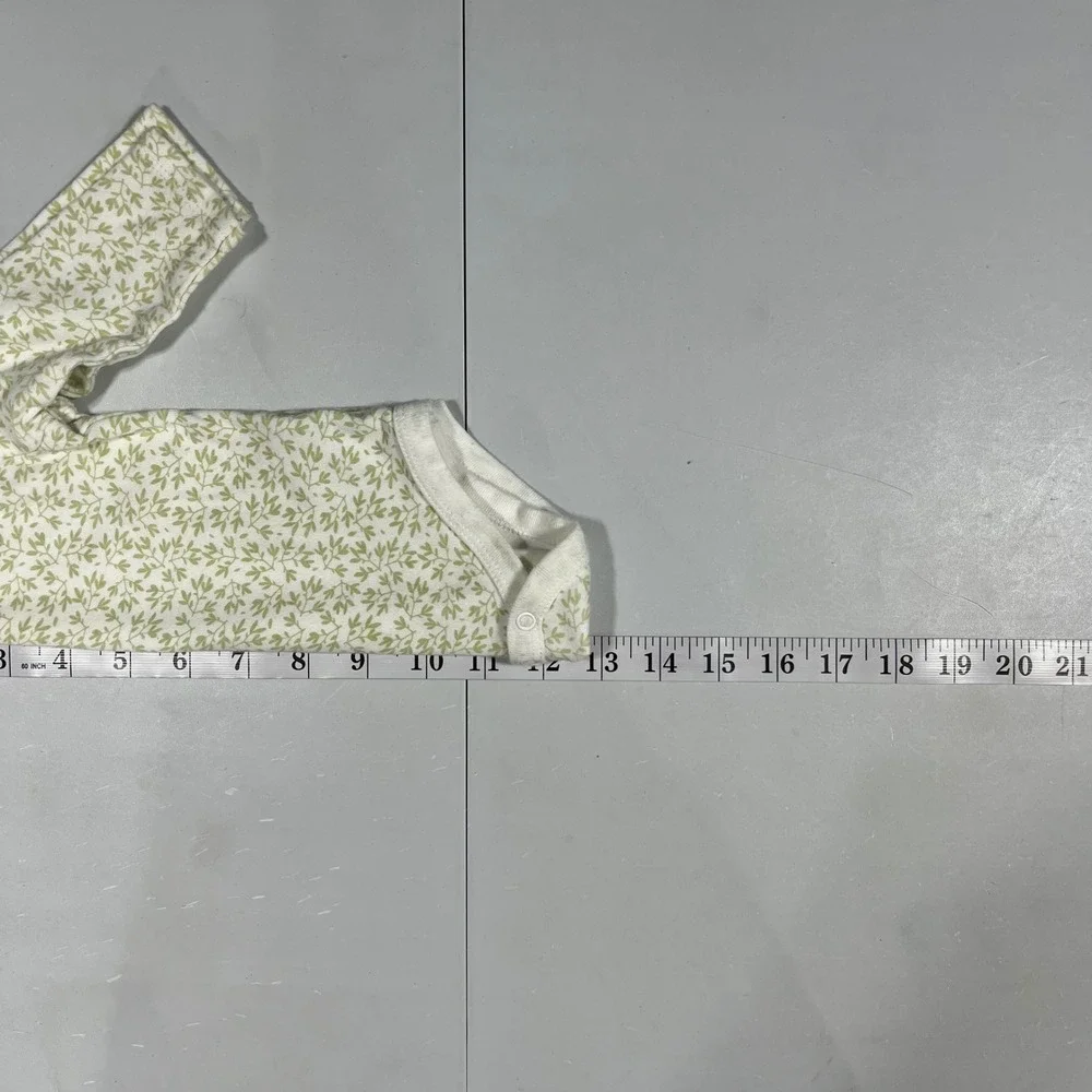 Tres Beau Belle Baby Long Sleeve Pima Cotton Bodysuit Green Leaf Print 3-6M